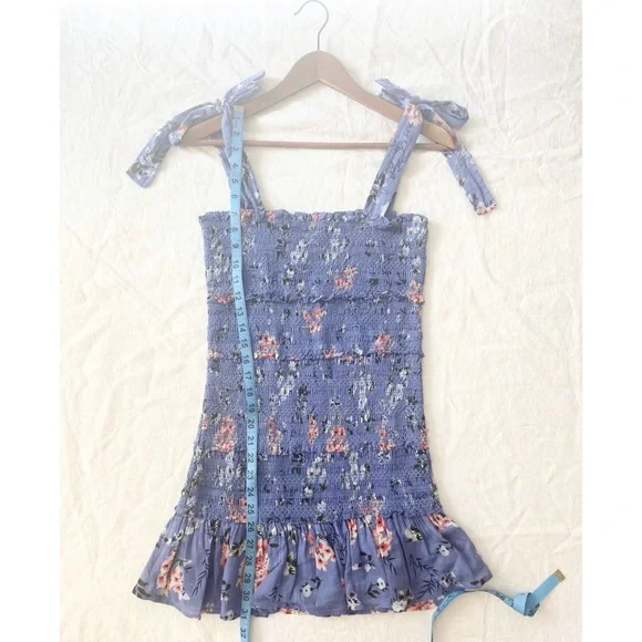 ASTR The Label Anais Floral Smocked Dress Tiered Blue - Picture 14 of 16